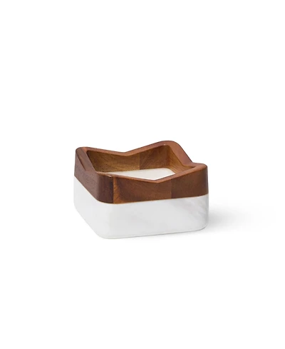 Nambe Chevron Wine Coaster in Acacia Wood and Marble