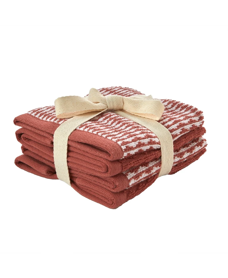 Skl Home Long Borough Turkish Cotton 4 Piece Washcloth Set, 12" x