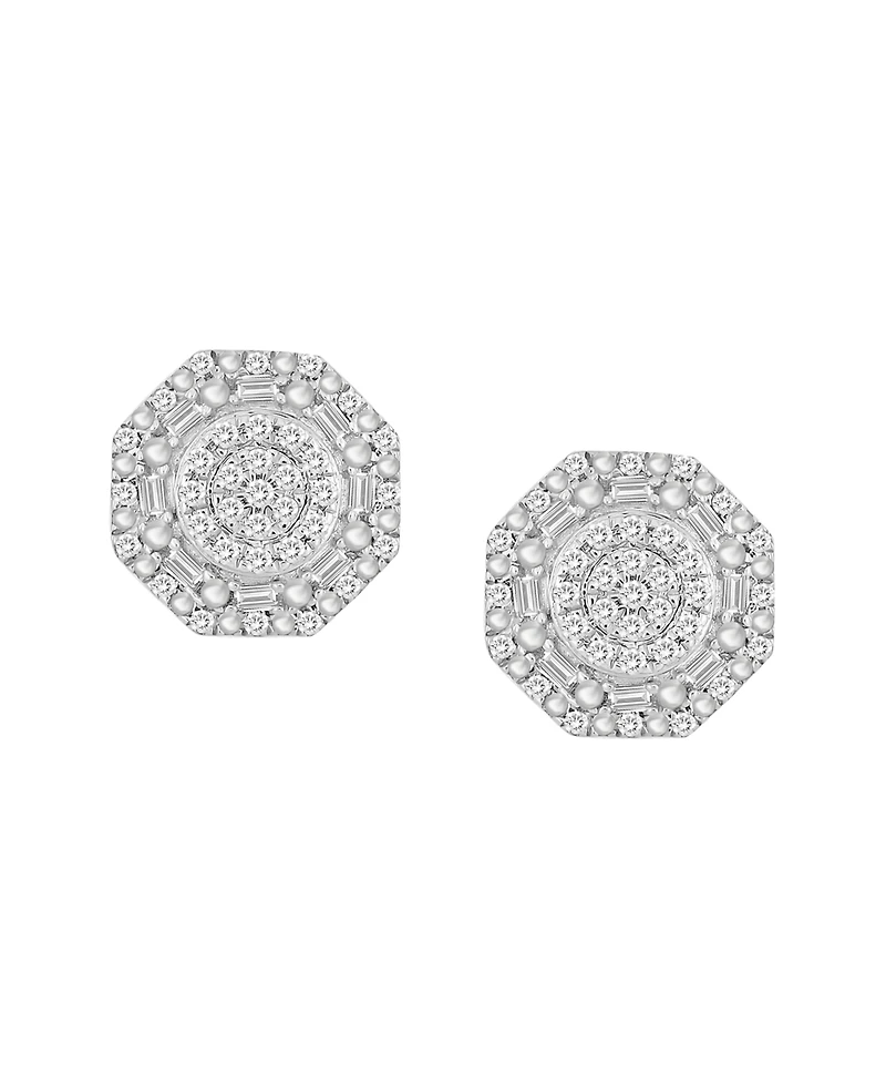 Men's Diamond Octagon Cluster Stud Earrings (1/4 ct. t.w.) in 10k Gold