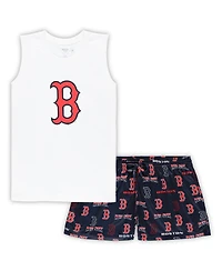 Women's Concepts Sport White, Navy Boston Red Sox Plus Tank Top and Shorts Sleep Set