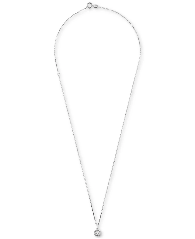 Diamond Knot-Frame Solitaire Pendant Necklace (1/3 ct. t.w.) 14k Gold, 15" + 3" extender