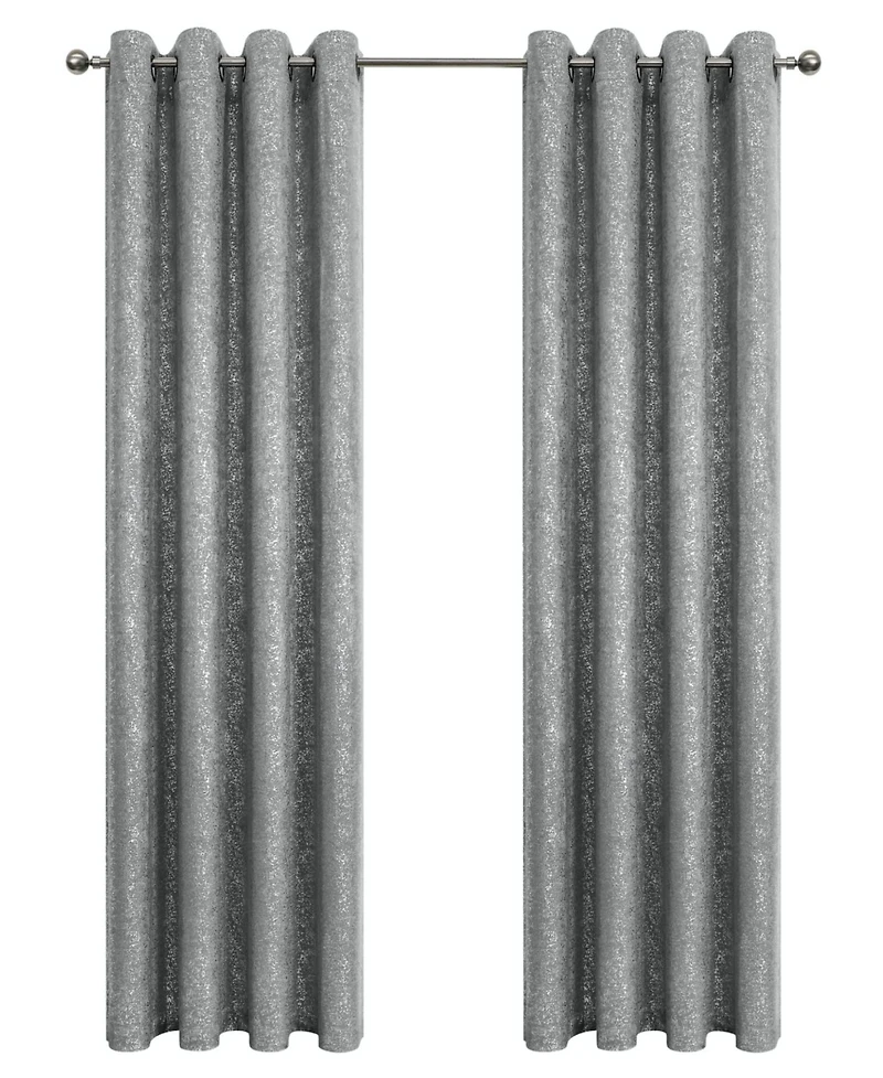 GoodGram Montauk Accents 2 Piece Grommet Top Sparkly Metallic Light Filtering Window Curtains