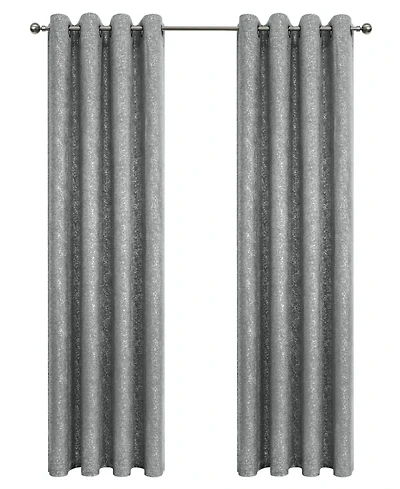 GoodGram Montauk Accents 2 Piece Grommet Top Sparkly Metallic Light Filtering Window Curtains