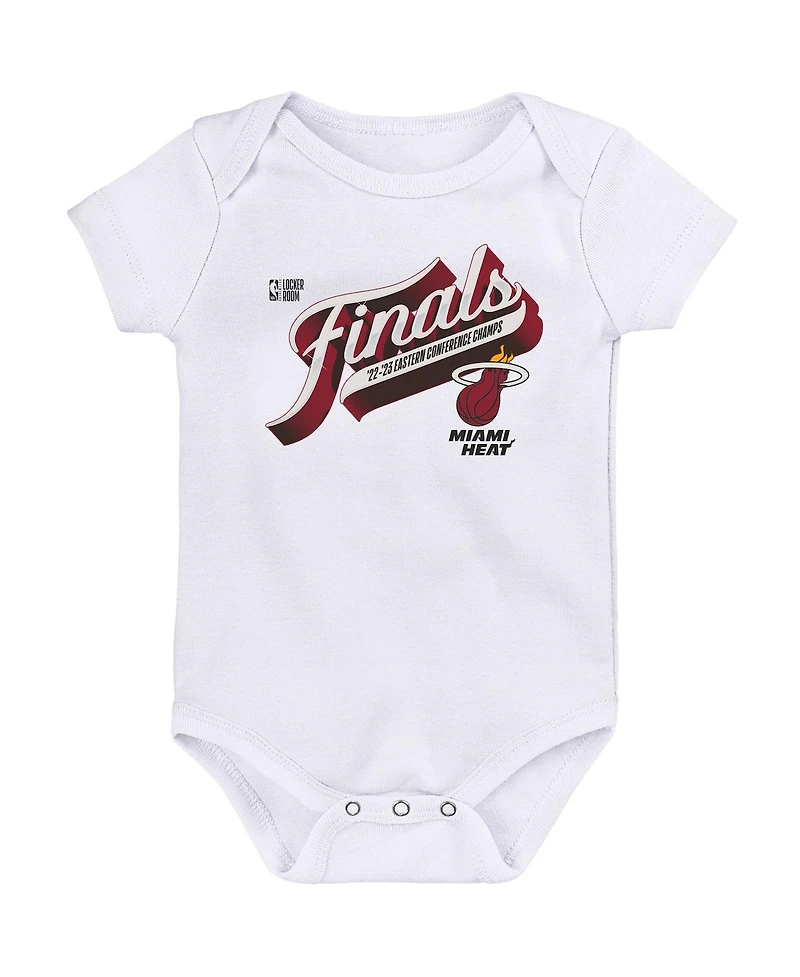 Infant Boys and Girls Fanatics White Miami Heat 2023 Eastern Conference Champions Locker Room Bodysuit