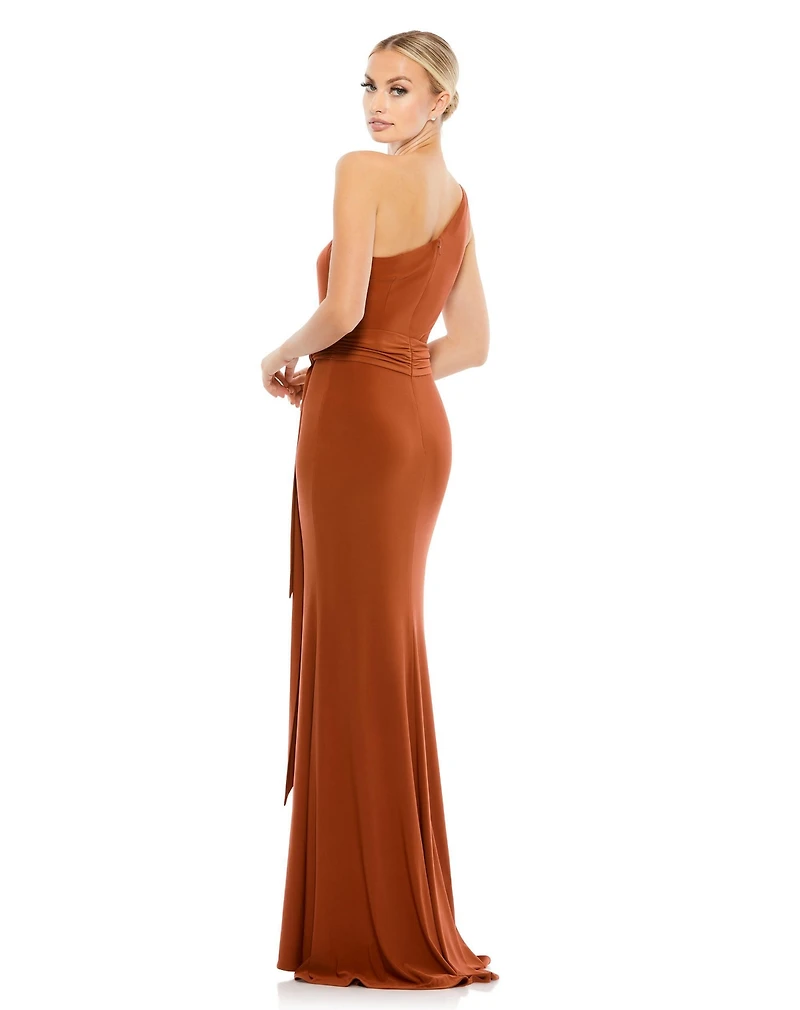 Women's Ieena Jersey One Shoulder Belted Trumpet Gown