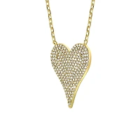 14k Gold Plated with Pave Cubic Zirconia Heart Layering Necklace