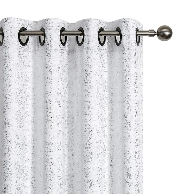 GoodGram Montauk Accents 2 Piece Grommet Top Sparkly Metallic Light Filtering Window Curtains - 95 in. Long Gray
