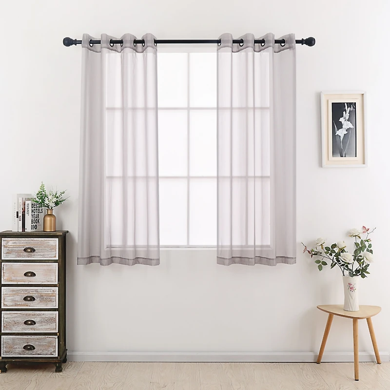 GoodGram Montauk Accents 2 Piece Grommet Top Summery Sheer Voile Window Curtain Panels For Small/Short Windows