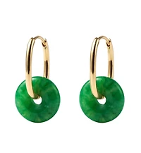 seree Willow — Green jade stone hoop earrings