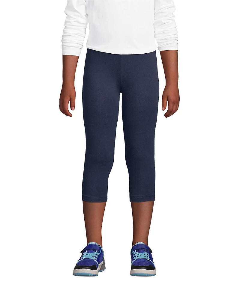 Lands' End Girls School Uniform Tough Cotton Capri Leggings