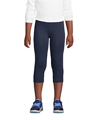 Lands' End Girls School Uniform Tough Cotton Capri Leggings