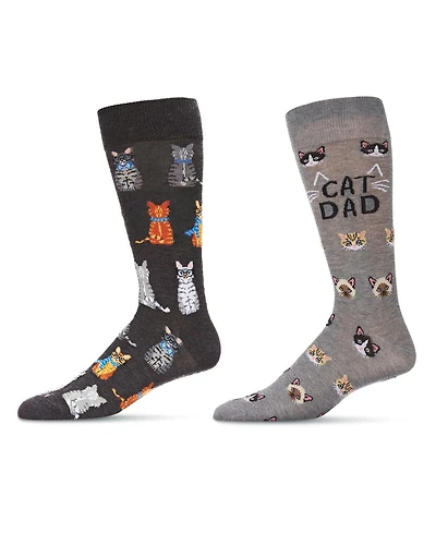 MeMoi Men's Crew Animal Assortment Socks, Pair of 2