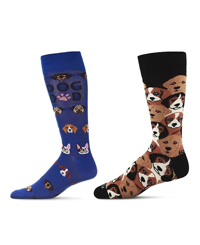 MeMoi Men's Crew Animal Assortment Socks, Pair of 2