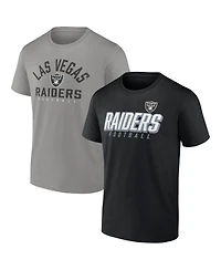 Men's Fanatics Black, Silver Las Vegas Raiders Player Pack T-shirt Combo Set