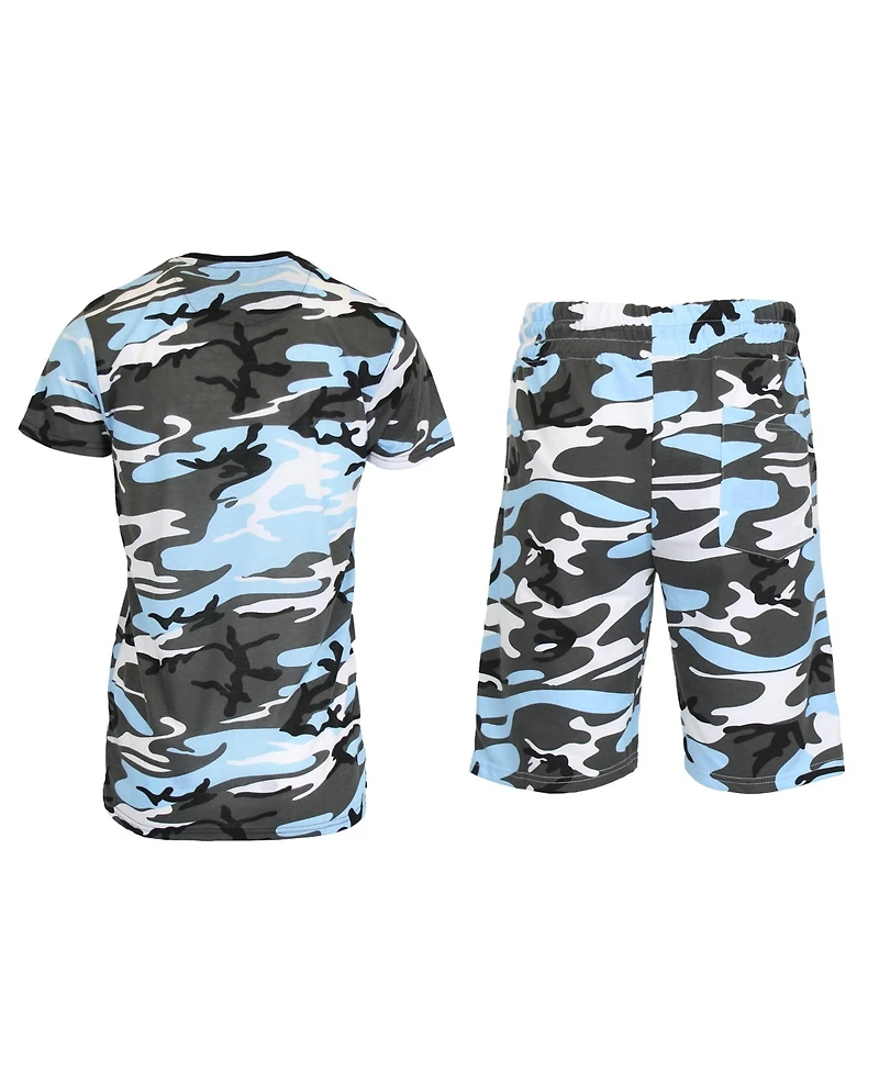 Galaxy By Harvic Men's Camo Short Sleeve T-shirt and Shorts, 2-Piece Set