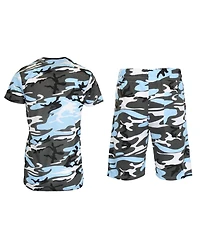 Galaxy By Harvic Men's Camo Short Sleeve T-shirt and Shorts, 2-Piece Set