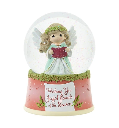 Precious Moments Wishing You Joyful Sounds of The Season Annual Angel Resin, Glass Musical Snow Globe