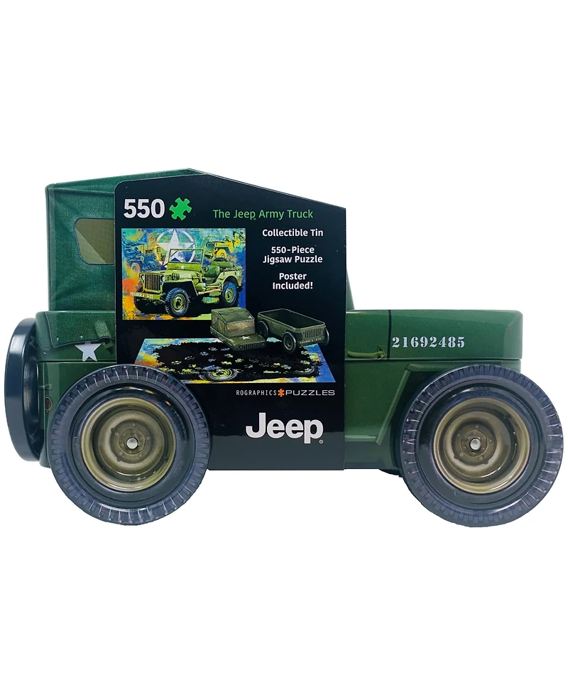 Eurographics Incorporated the Jeep Army Truck Collectible Shaped Tin Puzzle, 550 Pieces
