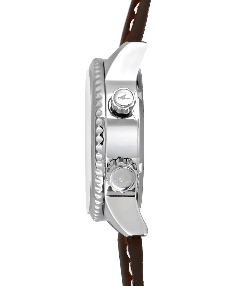 Abingdon Co. Women's Swiss Wasp Tribute Tri-Time Chestnut Leather Strap Watch 33mm