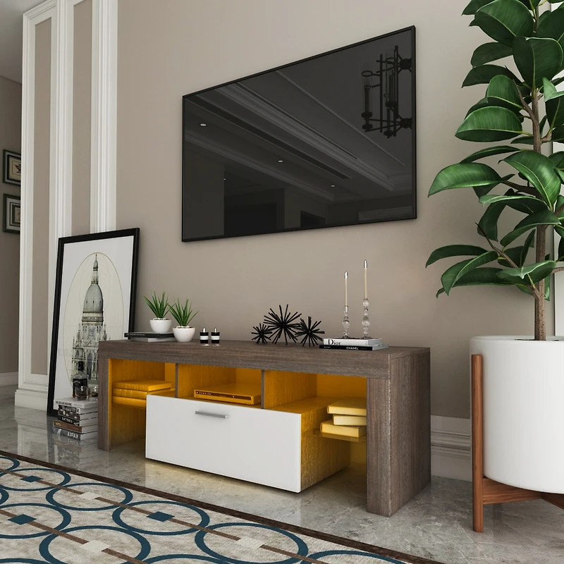 Streamdale Modern Brown Tv Cabinet with Fast 20-Minute Assembly