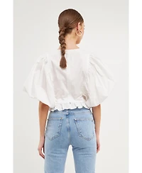 endless rose Women's Puff Sleeve Detail Top