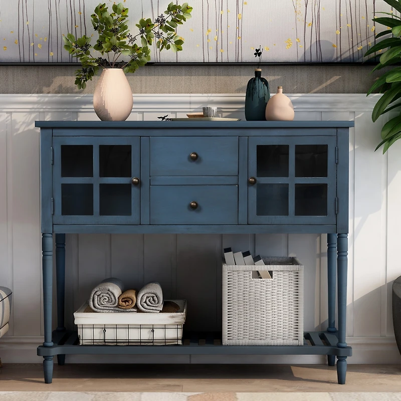 Streamdale Farmhouse Wood Glass Sideboard Buffet Cabinet