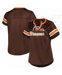 Women's Fanatics Brown Cleveland Browns Plus Original State Lace-Up T-shirt