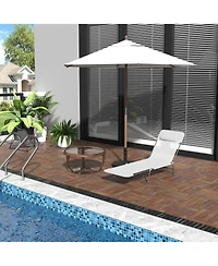 Outsunny Portable Sun Lounger, Lightweight Folding Chaise Lounge Chair w/ Adjustable Backrest & Pillow for Beach, Poolside and Patio