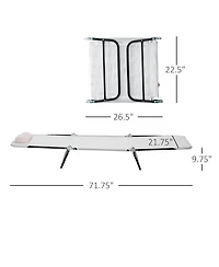 Outsunny Portable Sun Lounger, Lightweight Folding Chaise Lounge Chair w/ Adjustable Backrest & Pillow for Beach, Poolside and Patio