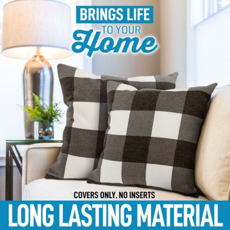 2 Pack Buffalo Plaid Throw Pillow Outdoor & Indoor Covers 16x16 inches