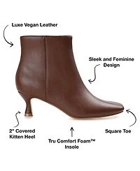 Journee Collection Women's Kelssa Square Toe Kitten Heel Dress Booties