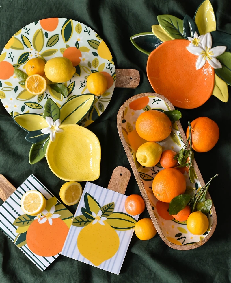 Coton Colors Citrus Print Wood Medium Round Board 12''