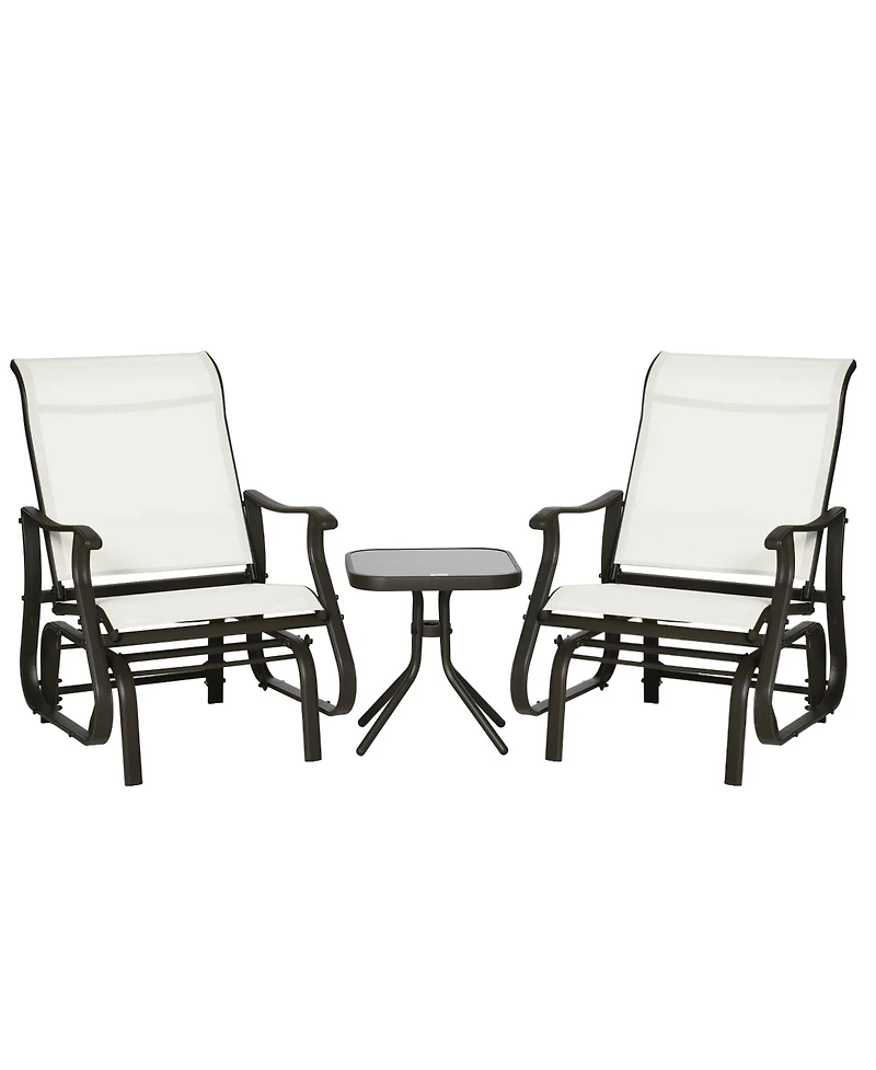 Outsunny 3pc Outdoor Gliding Chairs with Tea Table Set