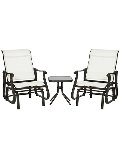 Outsunny 3pc Outdoor Gliding Chairs with Tea Table Set
