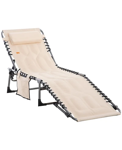 Outsunny Outdoor Padded Folding Chaise Lounge Chair with Reclining