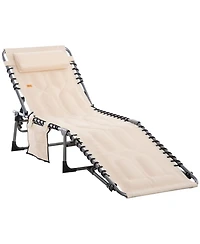 Outsunny Outdoor Padded Folding Chaise Lounge Chair with Reclining