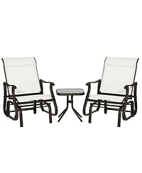 Outsunny 3pc Outdoor Gliding Chairs with Tea Table Set
