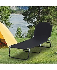 Outsunny Portable Outdoor Sun Lounger, Lightweight Folding Chaise Lounge Chair w/ 5-Position Adjustable Backrest for Beach, Poolside and Patio