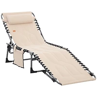 Outsunny Outdoor Padded Folding Chaise Lounge Chair with Reclining