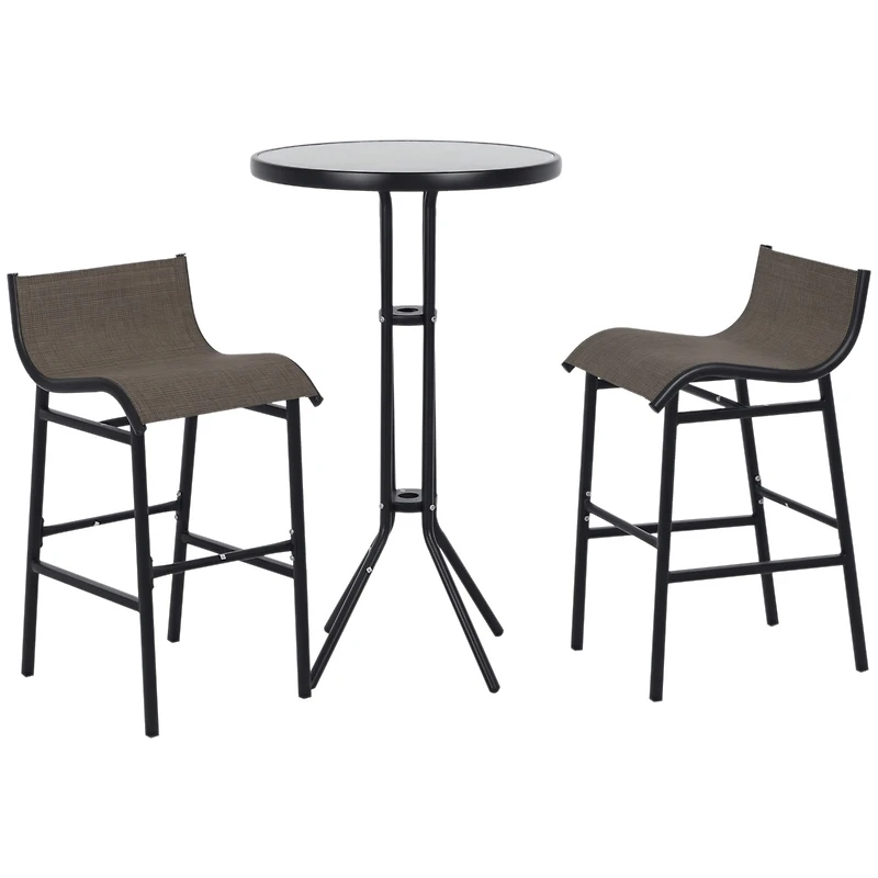 Outsunny 3 Piece Bar Height Outdoor Bistro Set for 2,