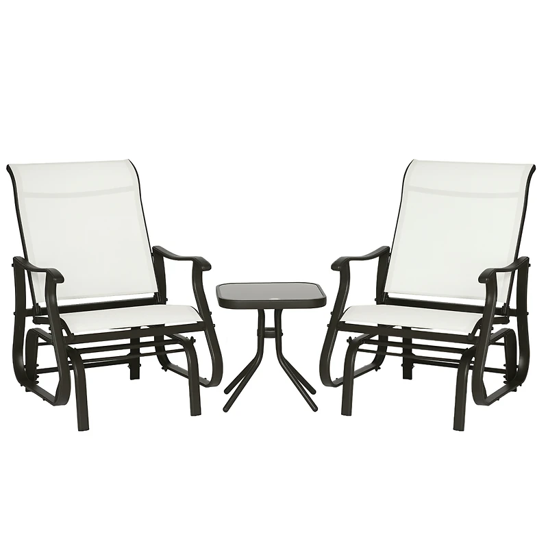 Outsunny 3pc Outdoor Gliding Chairs with Tea Table Set