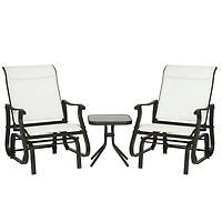 Outsunny 3pc Outdoor Gliding Chairs with Tea Table Set