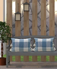 Closeout! Vibhsa Linden Street Handloom Woven Textured Plaid Decorative Pillow, 14'' x 20''