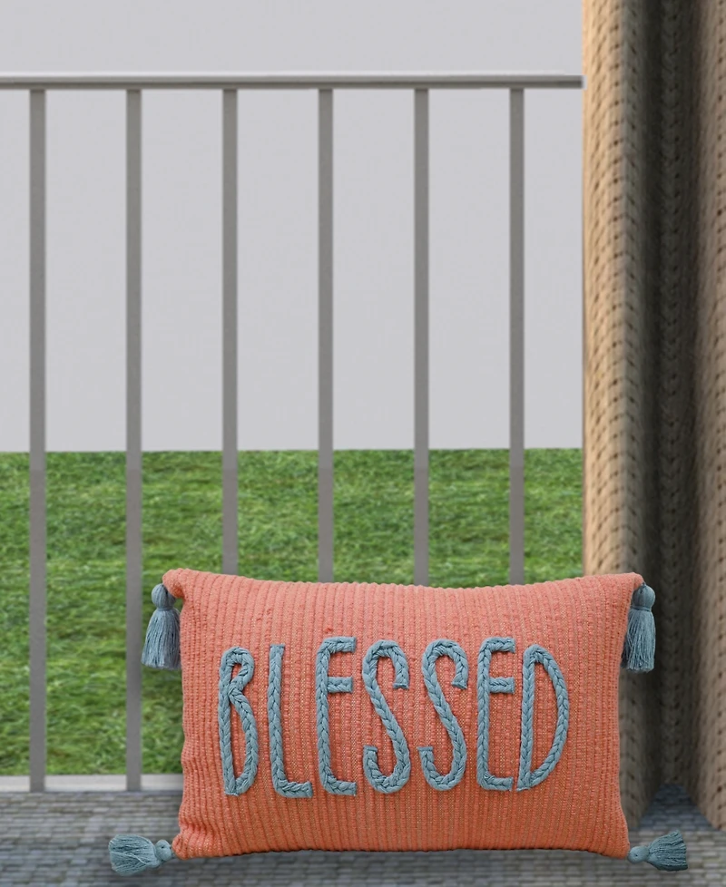 Vibhsa Linden Street Handwoven Braid Couching Decorative Pillow, 14" x 24"