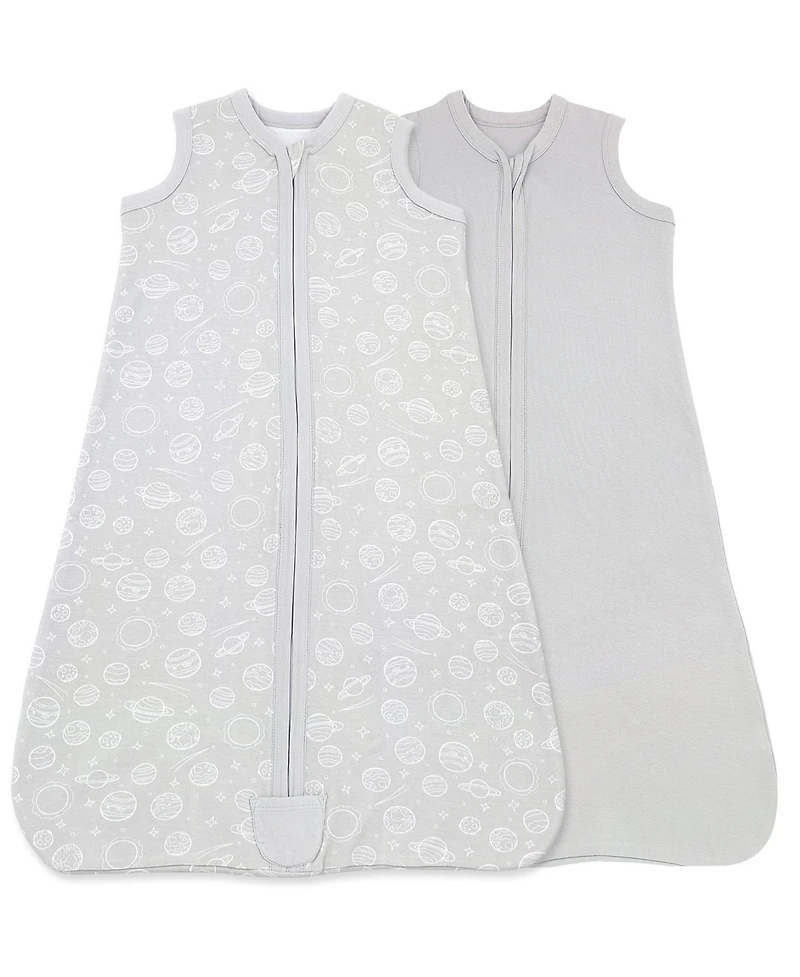 Bublo Baby Wearable Blanket, Cotton Sleep Sacks, 2 Pack Unisex Sleeping Bag Sack, 2-Way Zipper, 0.5 Tog Breathable