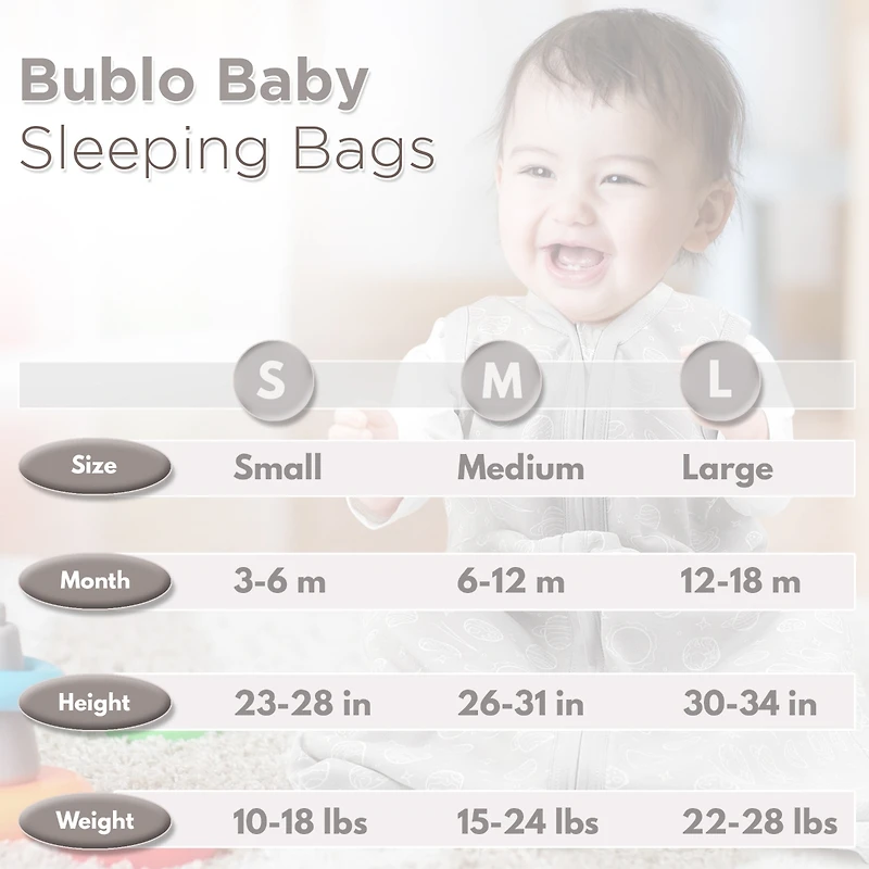 Bublo Baby Wearable Blanket, Cotton Sleep Sacks, 2 Pack Unisex Sleeping Bag Sack, 2-Way Zipper, 0.5 Tog Breathable