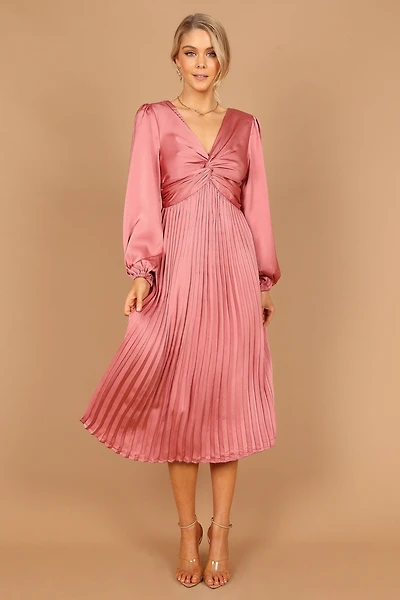 Petal and Pup Women's Noelle Twist Front Pleated Midi Dress