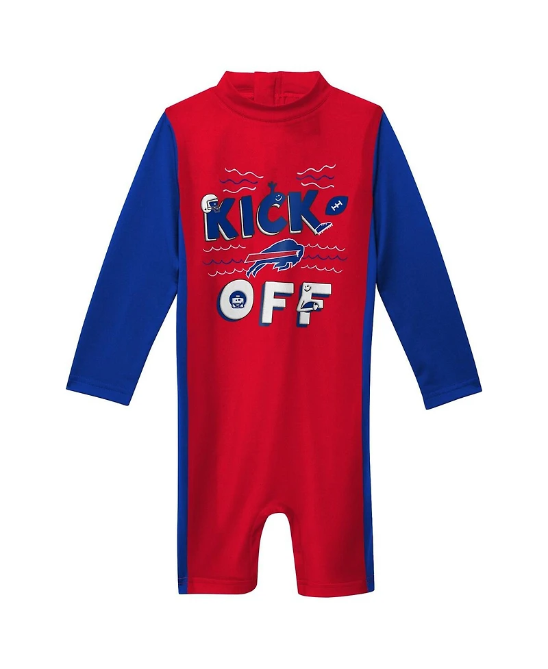 Toddler Boys and Girls Red Buffalo Bills Wave Runner Long Sleeve Wetsuit