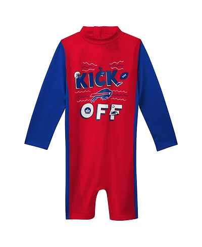 Toddler Boys and Girls Red Buffalo Bills Wave Runner Long Sleeve Wetsuit