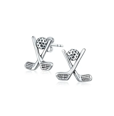 Bling Jewelry Sporty Sterling Silver Golf Studs Earrings Unique Gift for Golfer Enthusiasts